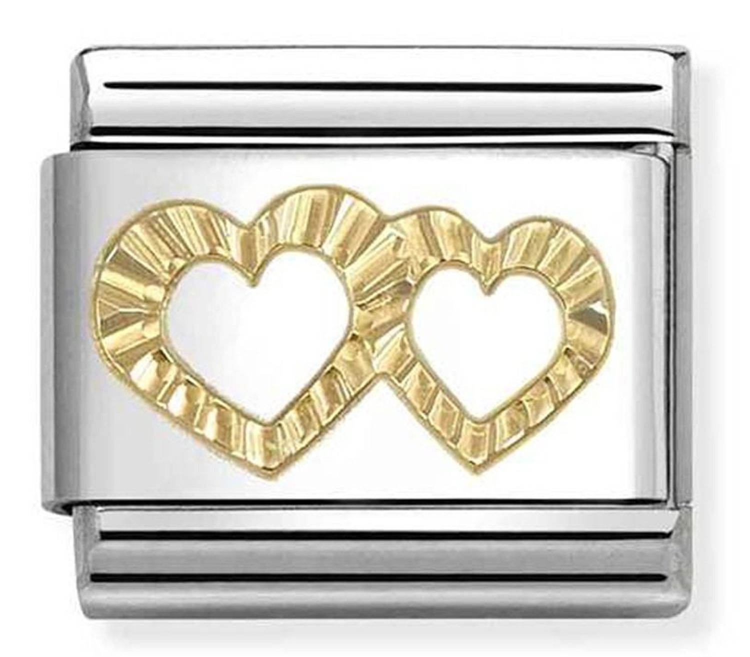 Nomination Link 18K Gold 'Diamentowane Serca' 03014964 – oryginalny link do bransoletek Classic Composable ze stali szlachetnej i 18K złota. Stwórz spersonalizowaną bransoletkę Nomination.1.jpg